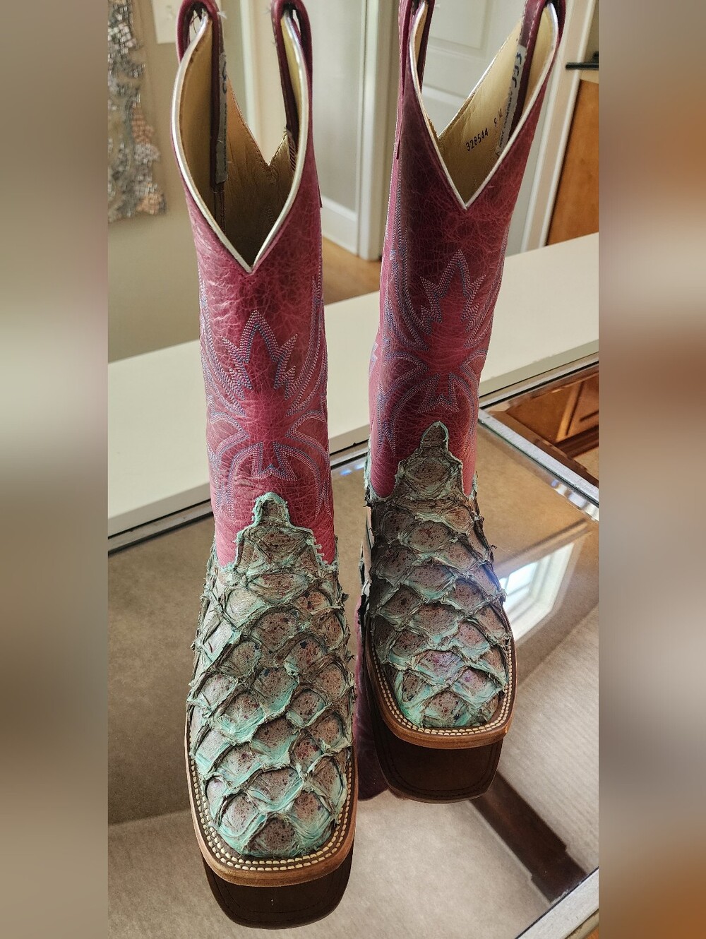 Exotic Big Bass ANDERSON BEAN Cowboy Boots with Berry Shaft 9 WOMENS NEW - Picture 2 of 7
